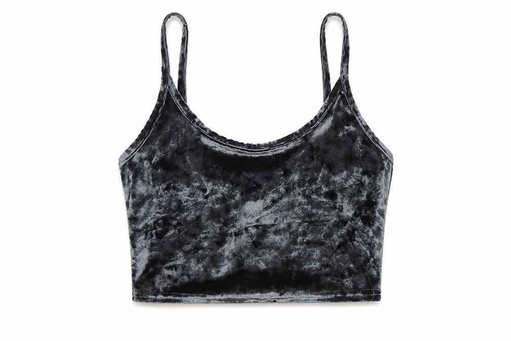 Topshop Womens Black Polyester Cropped Tank Size 4 Scoop Neck