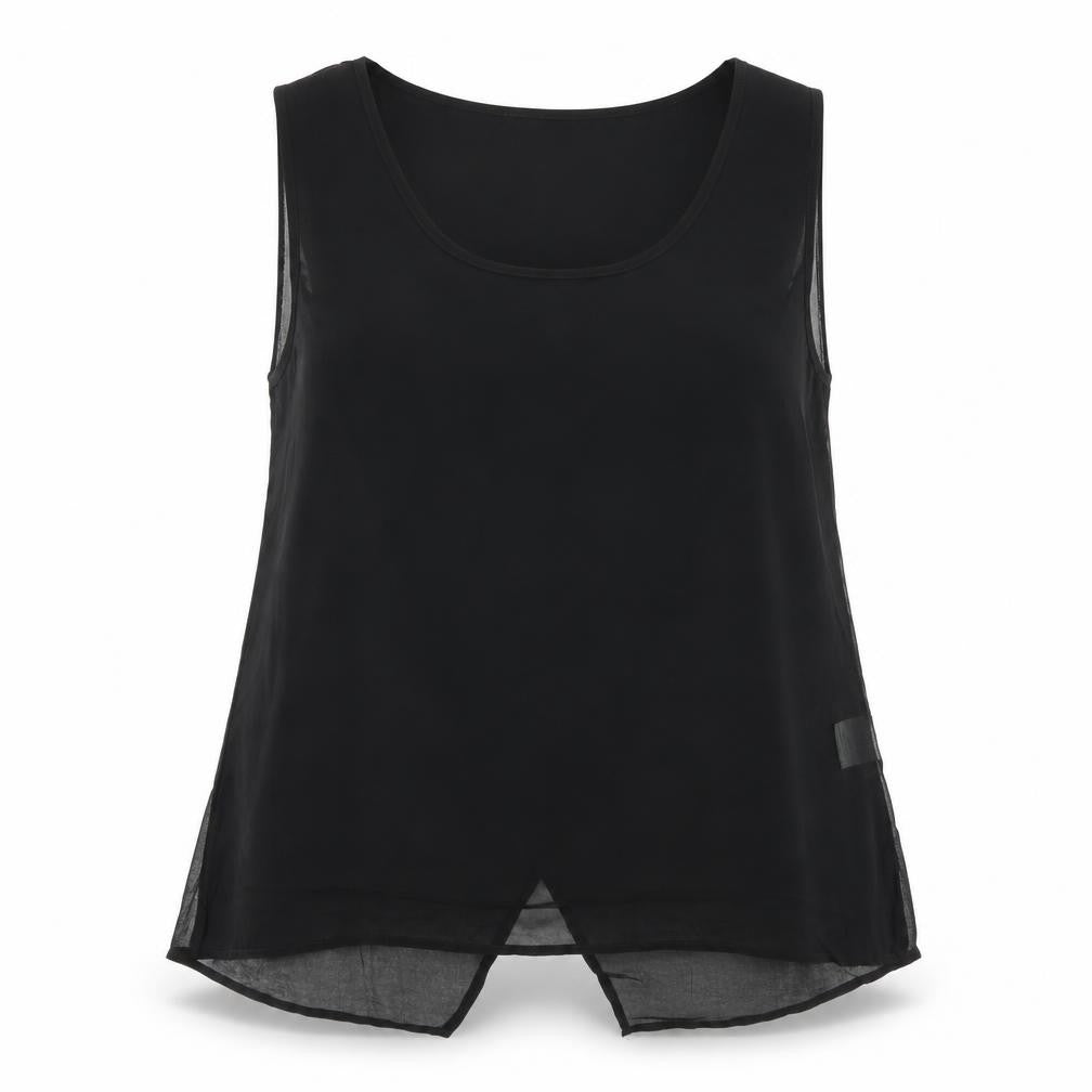 Quiz Womens Black Polyester Basic Tank Size 14 Scoop Neck