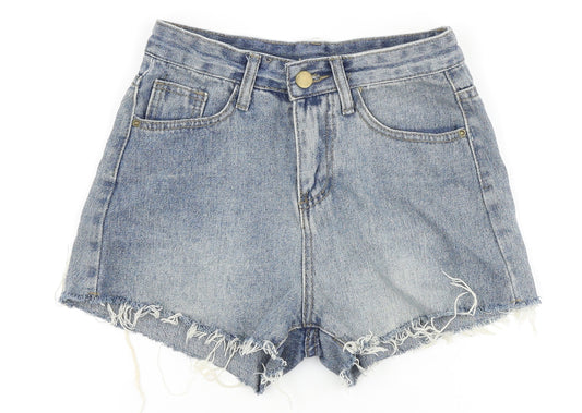 Preworn Womens Blue 100% Cotton Boyfriend Shorts Size S Regular Zip
