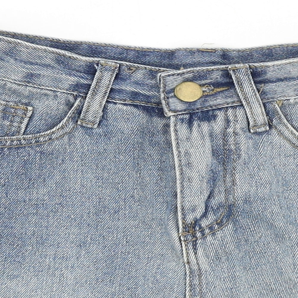 Preworn Womens Blue 100% Cotton Boyfriend Shorts Size S Regular Zip