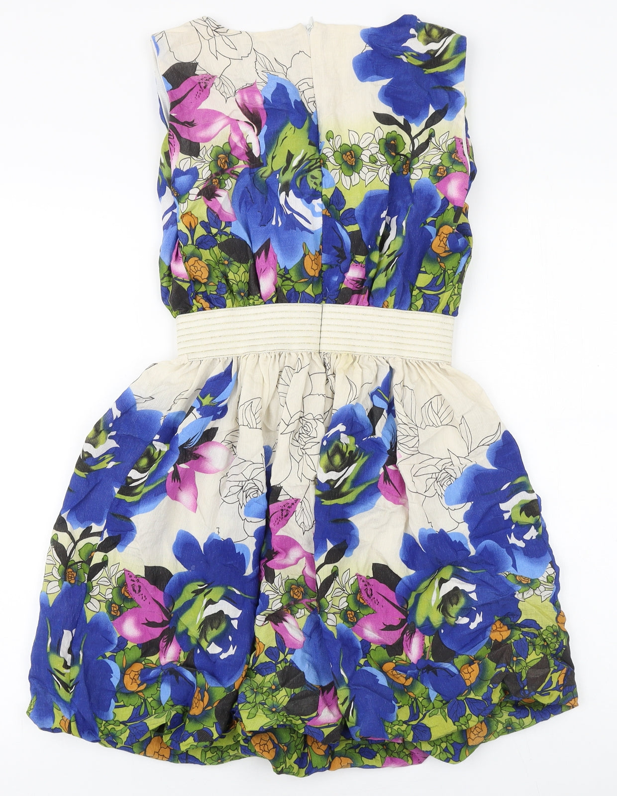 Layers Womens Multicoloured Floral Polyester Fit & Flare Size 6 Round Neck Zip
