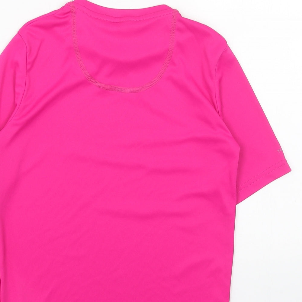 DECATHLON Girls Pink Polyester Basic T-Shirt Size 12 Years Round Neck Pullover