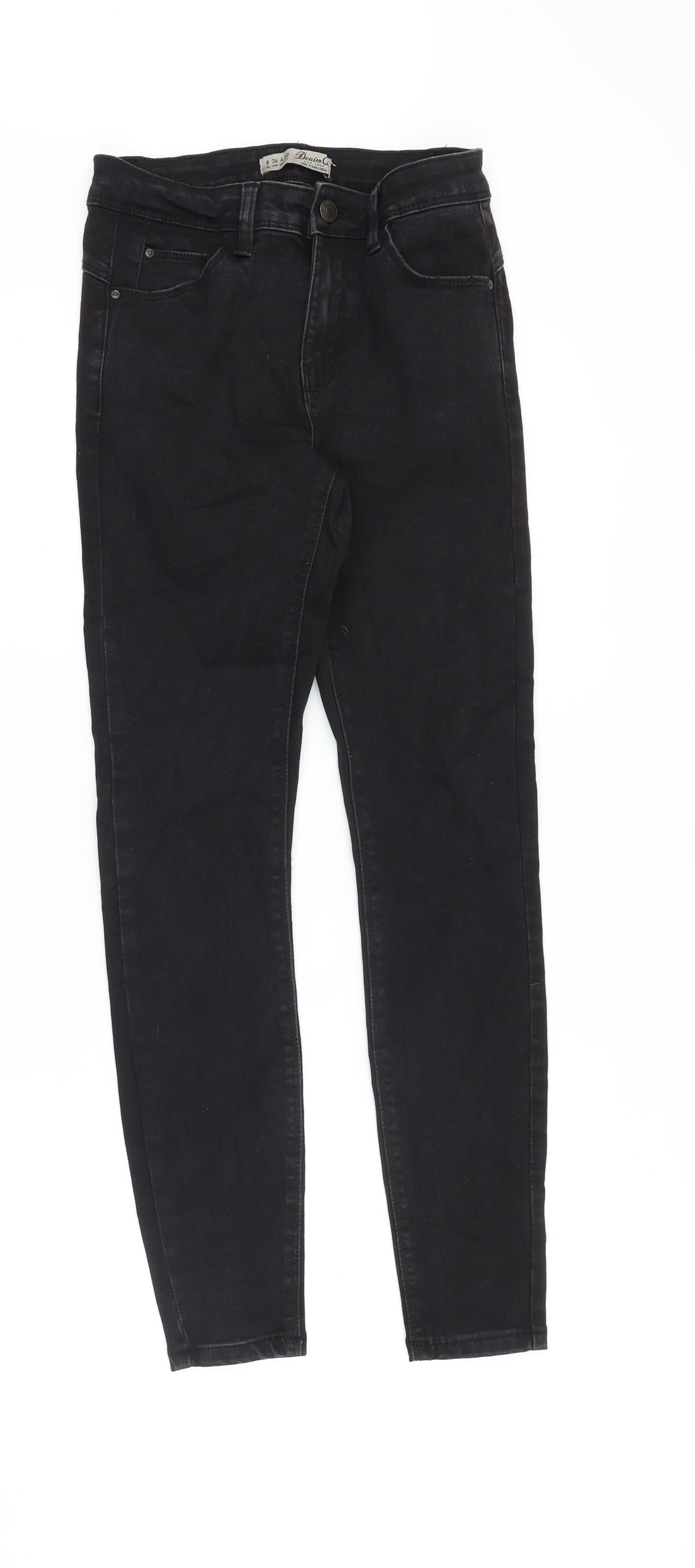 Denim & Co. Womens Black Cotton Skinny Jeans Size 8 Slim Zip