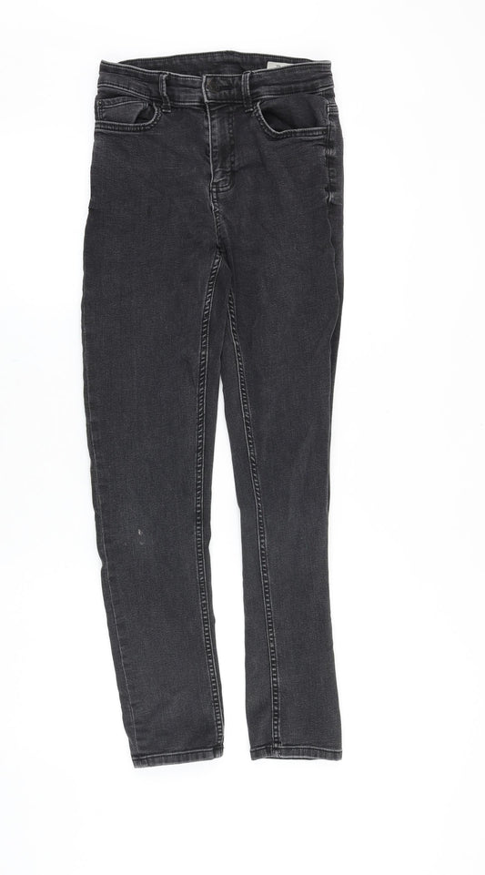 Marks and Spencer Womens Black Cotton Skinny Jeans Size 8 Slim Zip