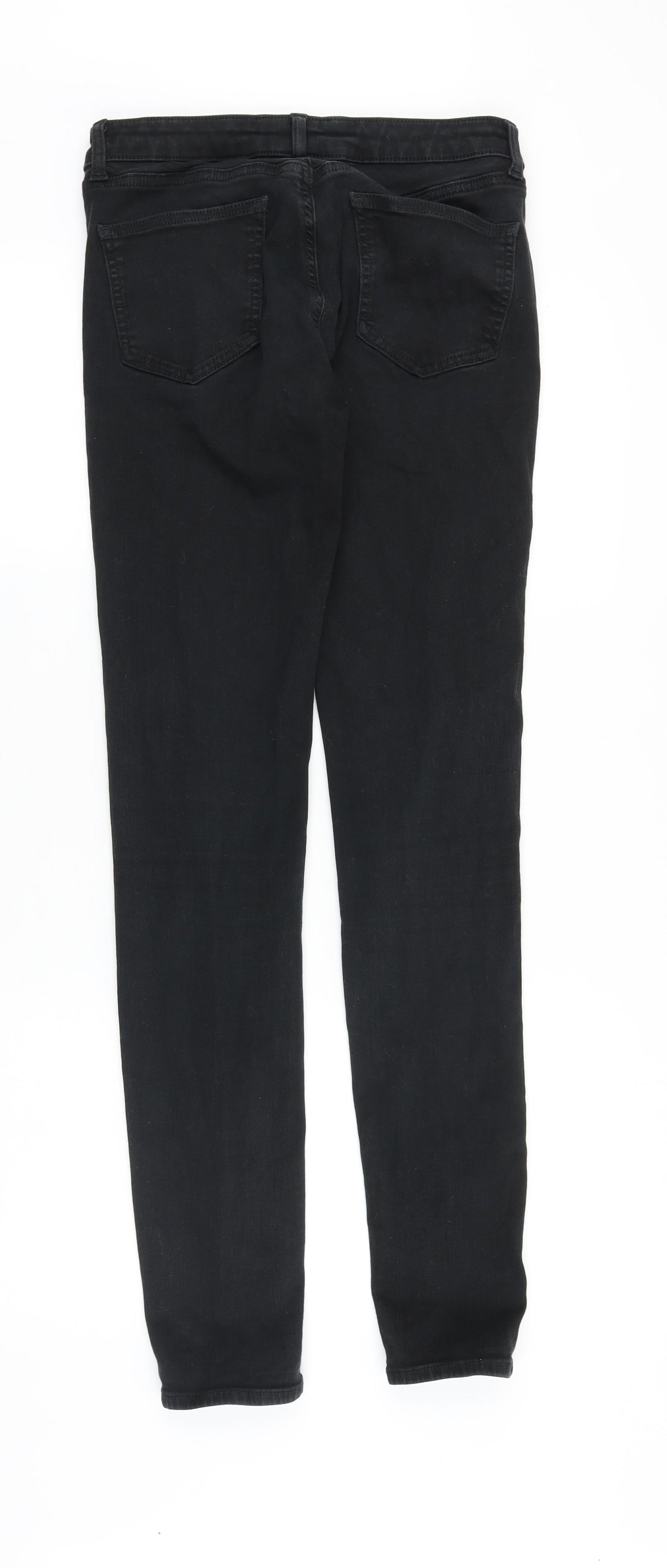 Uniqlo Womens Black Cotton Skinny Jeans Size 28 in Slim Zip