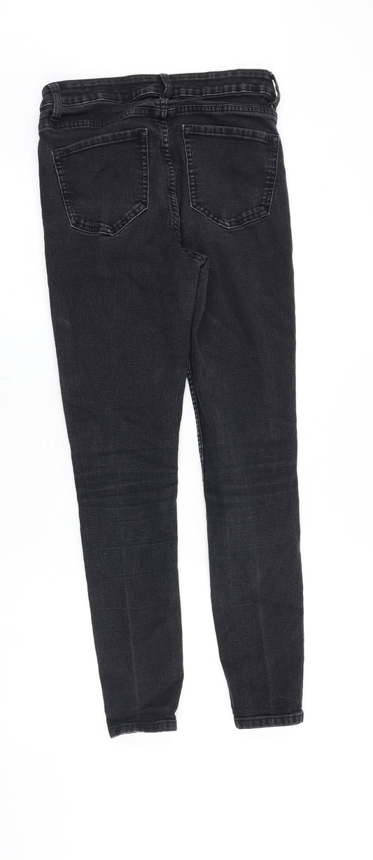 Marks and Spencer Womens Black Cotton Skinny Jeans Size 10 Slim Zip