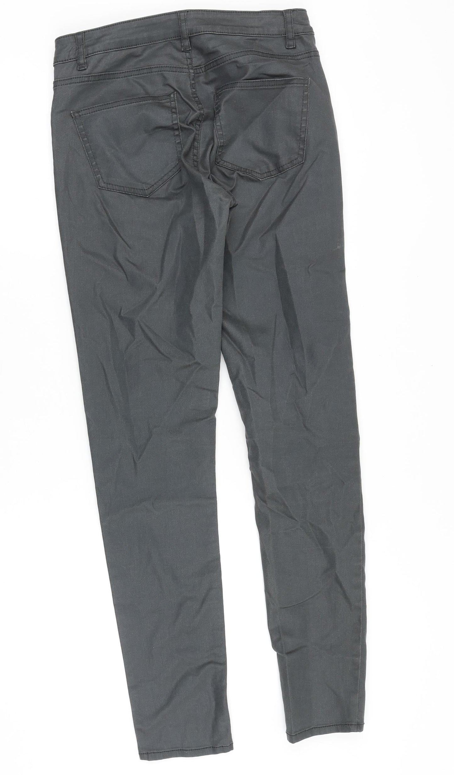 H&M Womens Grey Cotton Skinny Jeans Size 8 Regular Zip