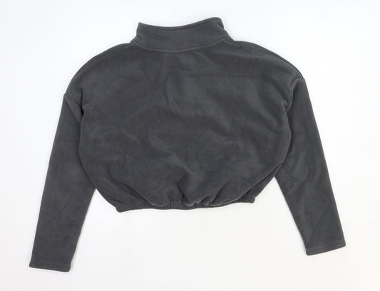 Preworn Womens Grey Polyester Pullover Sweatshirt Size XS Snap - Cropped