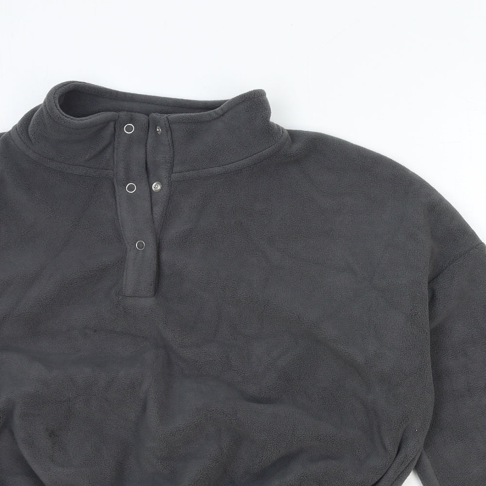 Preworn Womens Grey Polyester Pullover Sweatshirt Size XS Snap - Cropped