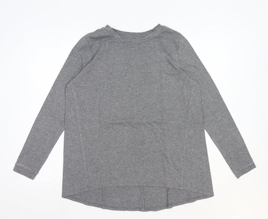 AnyBody Womens Grey Cotton Basic T-Shirt Size S Round Neck