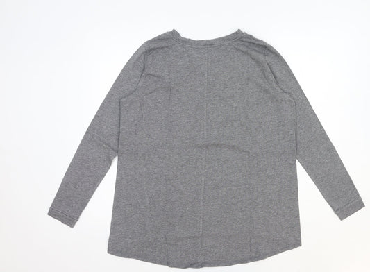 AnyBody Womens Grey Cotton Basic T-Shirt Size S Round Neck