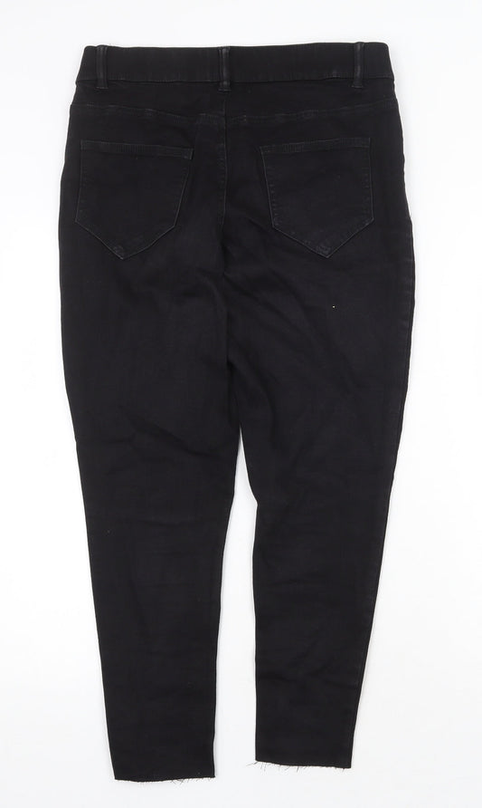 Preworn Womens Black Cotton Skinny Jeans Size 32 in Regular Zip