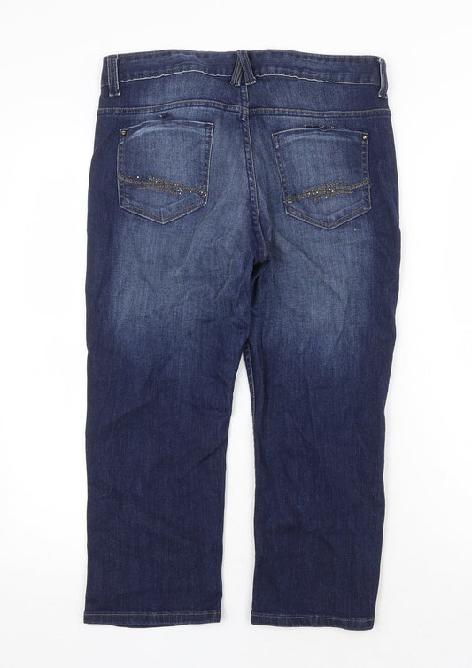 Preworn Womens Blue Cotton Straight Jeans Size 32 in Regular Zip