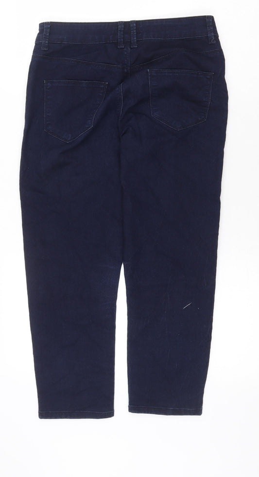 Marks and Spencer Womens Blue Cotton Straight Jeans Size 10 Regular Zip