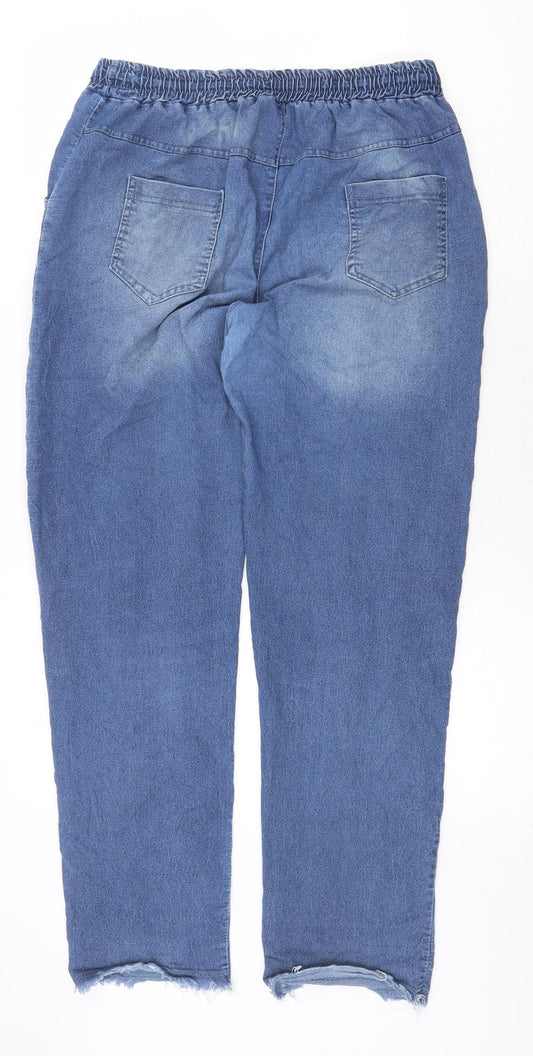 Preworn Womens Blue Cotton Straight Jeans Size 3XL Regular Tie