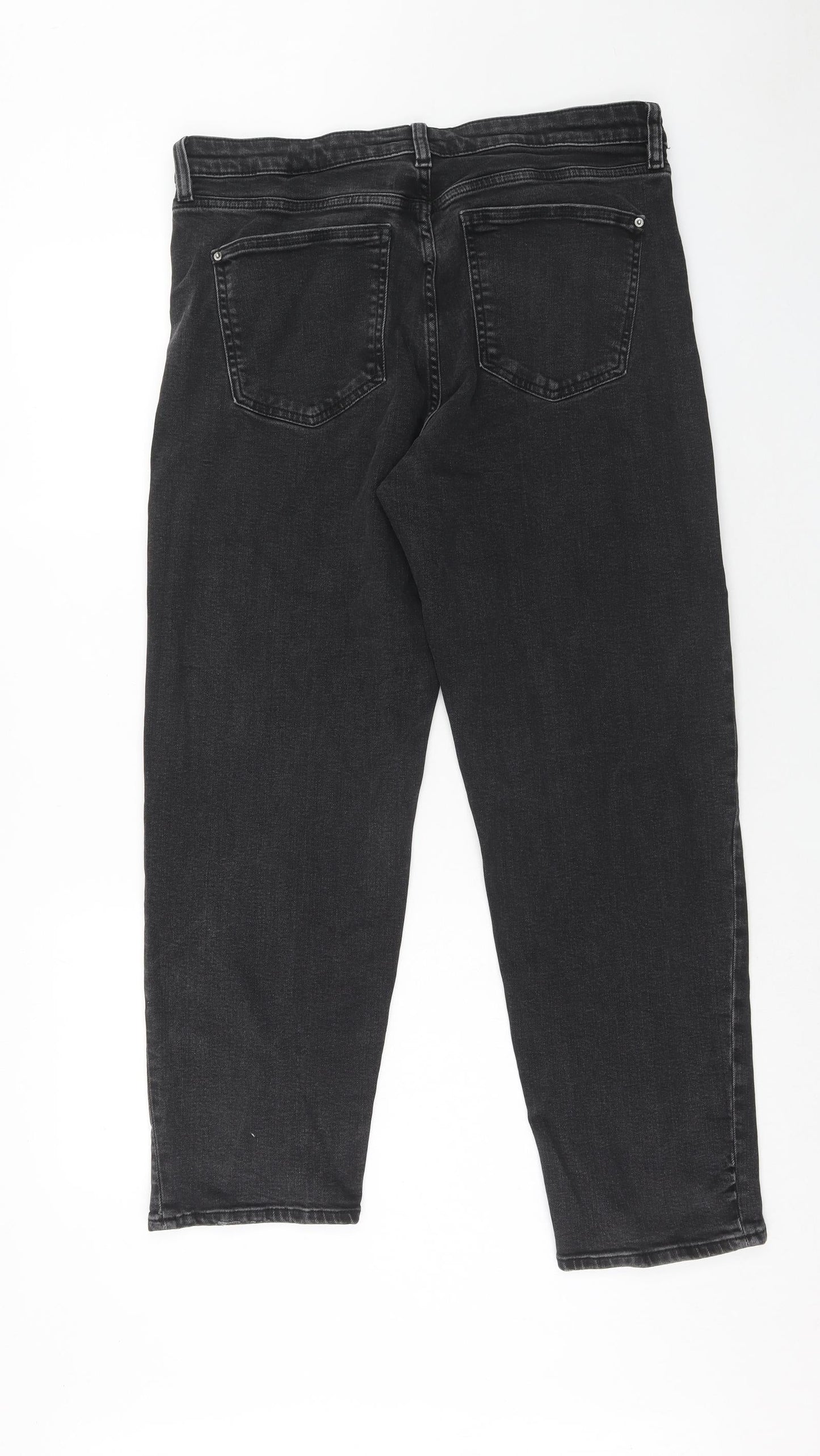 Eighty Eight Womens Black Cotton Straight Jeans Size 36 in Regular Zip