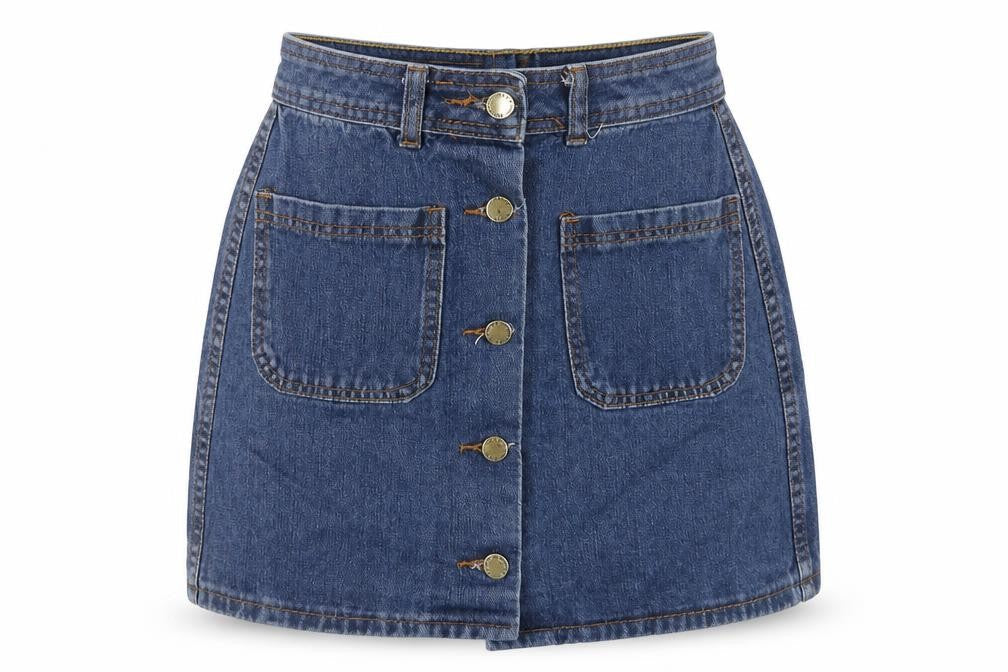 Falmer Heritage Womens Blue Cotton Mini Skirt Size M Button