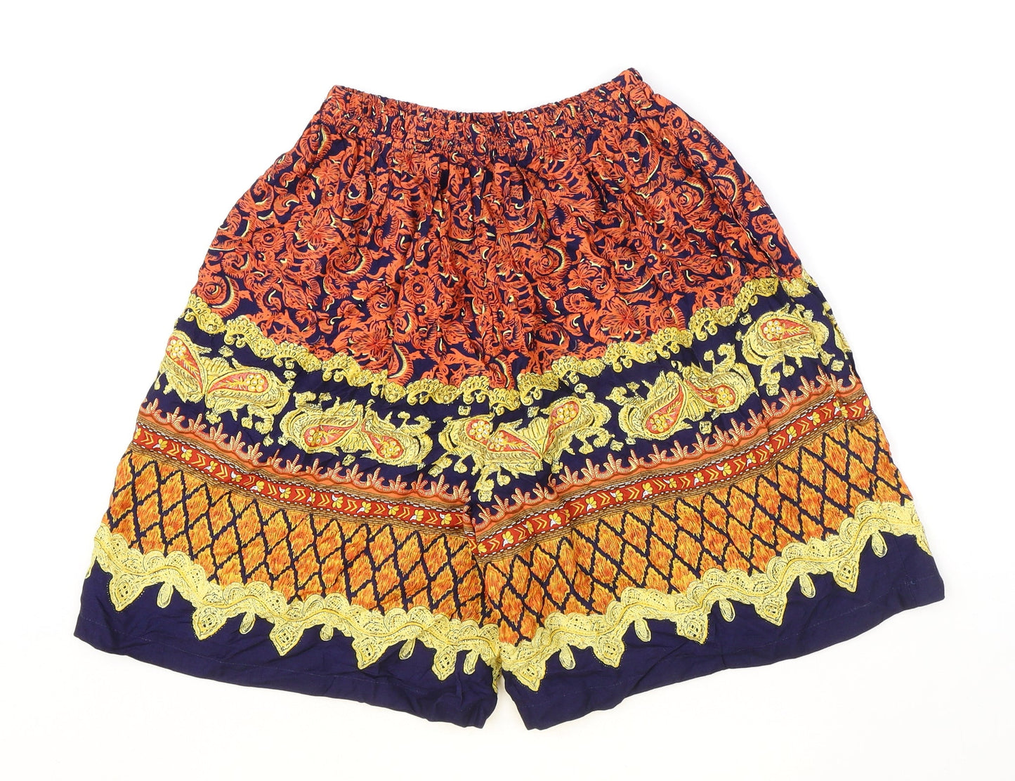 Preworn Womens Multicoloured Geometric Polyester Sailor Shorts Size 28 in Regular Pull On