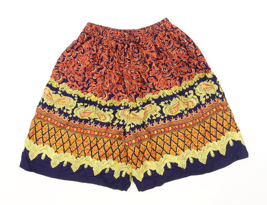 Preworn Womens Multicoloured Geometric Polyester Sailor Shorts Size 28 in Regular Pull On
