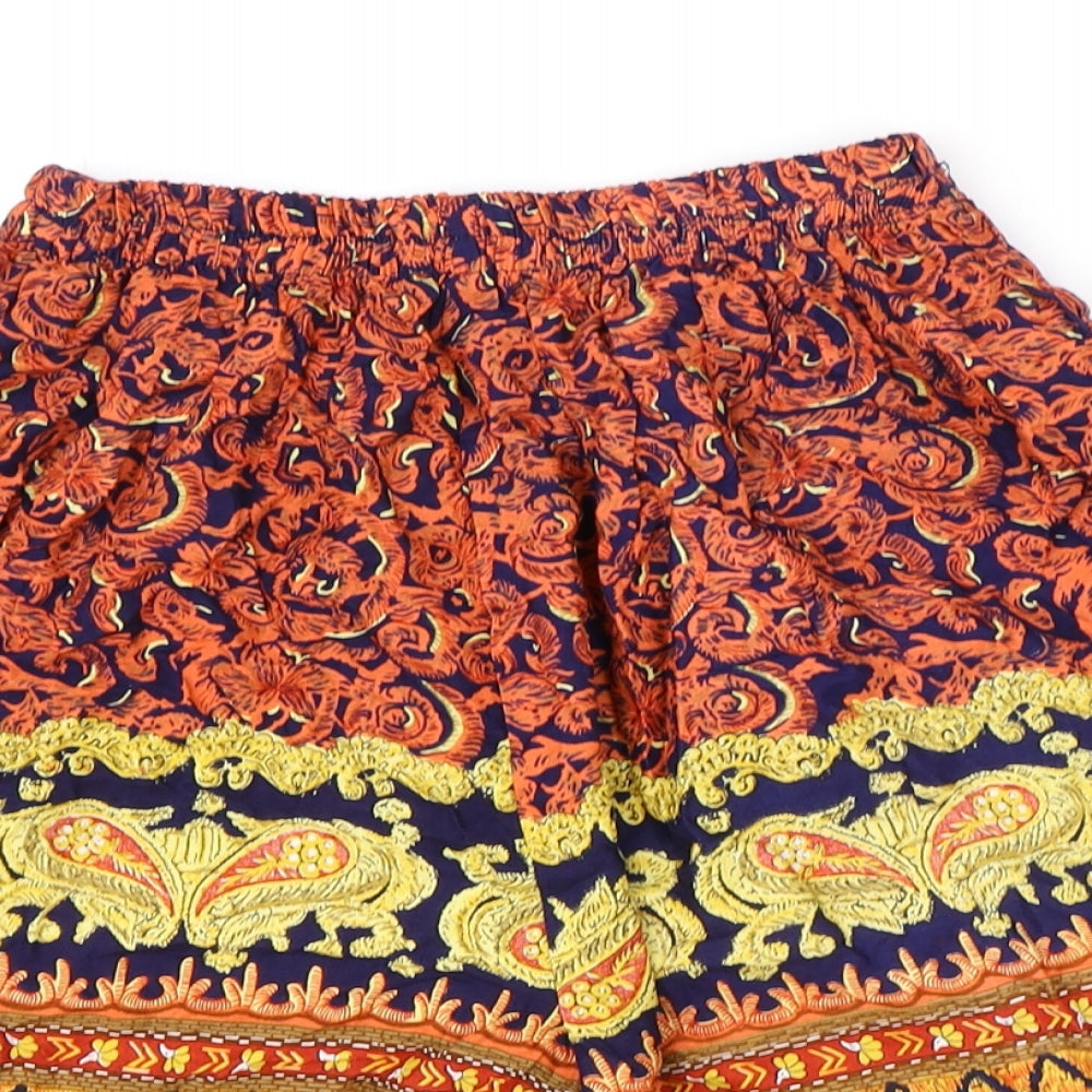 Preworn Womens Multicoloured Geometric Polyester Sailor Shorts Size 28 in Regular Pull On