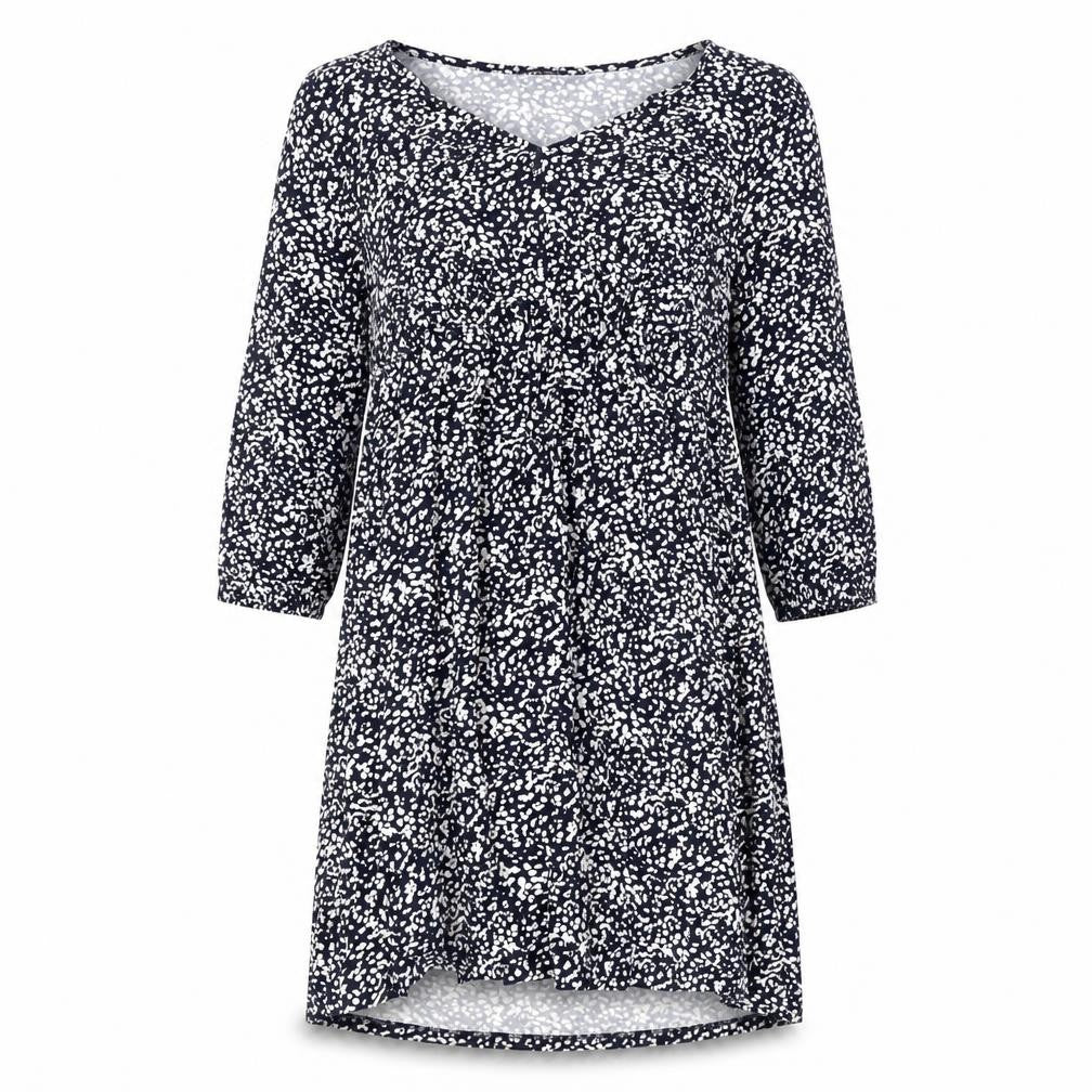 Marks and Spencer Womens Blue Geometric Viscose A-Line Size 10 Round Neck Pullover