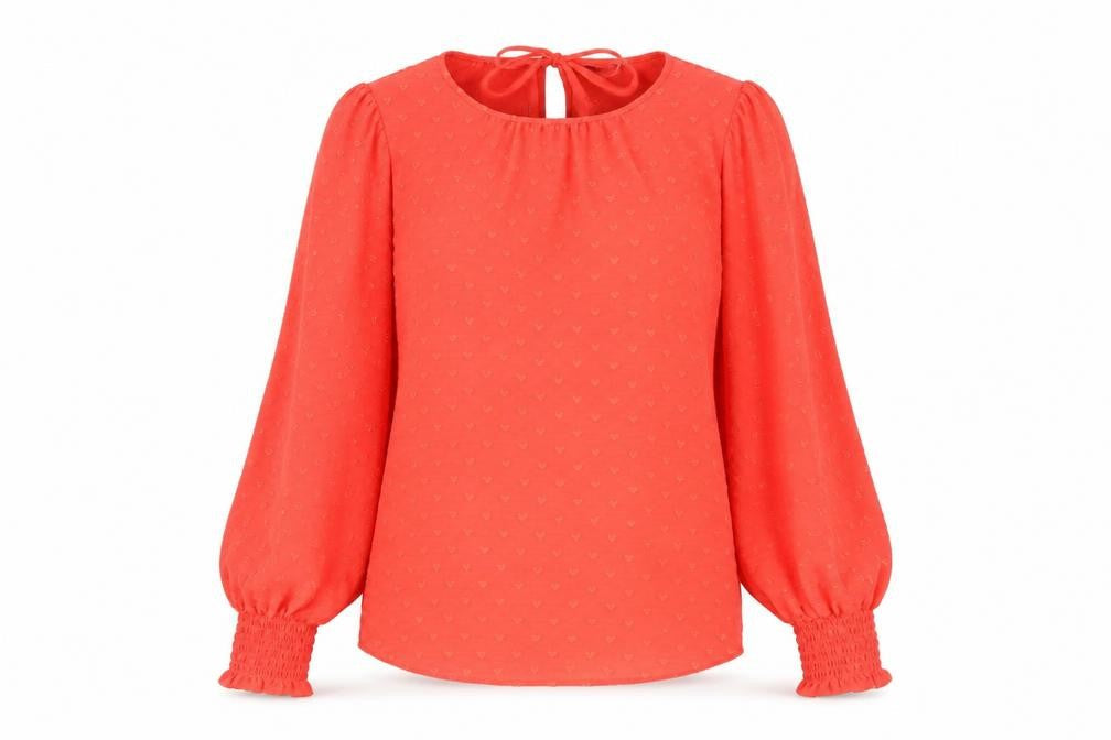 Marks and Spencer Womens Red Polyester Basic Blouse Size 8 Scoop Neck