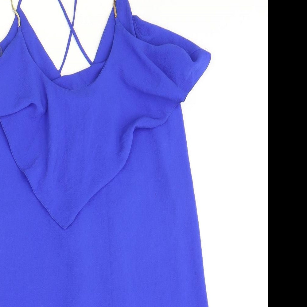 Atmosphere Womens Blue Polyester A-Line Size 12 Round Neck Pullover