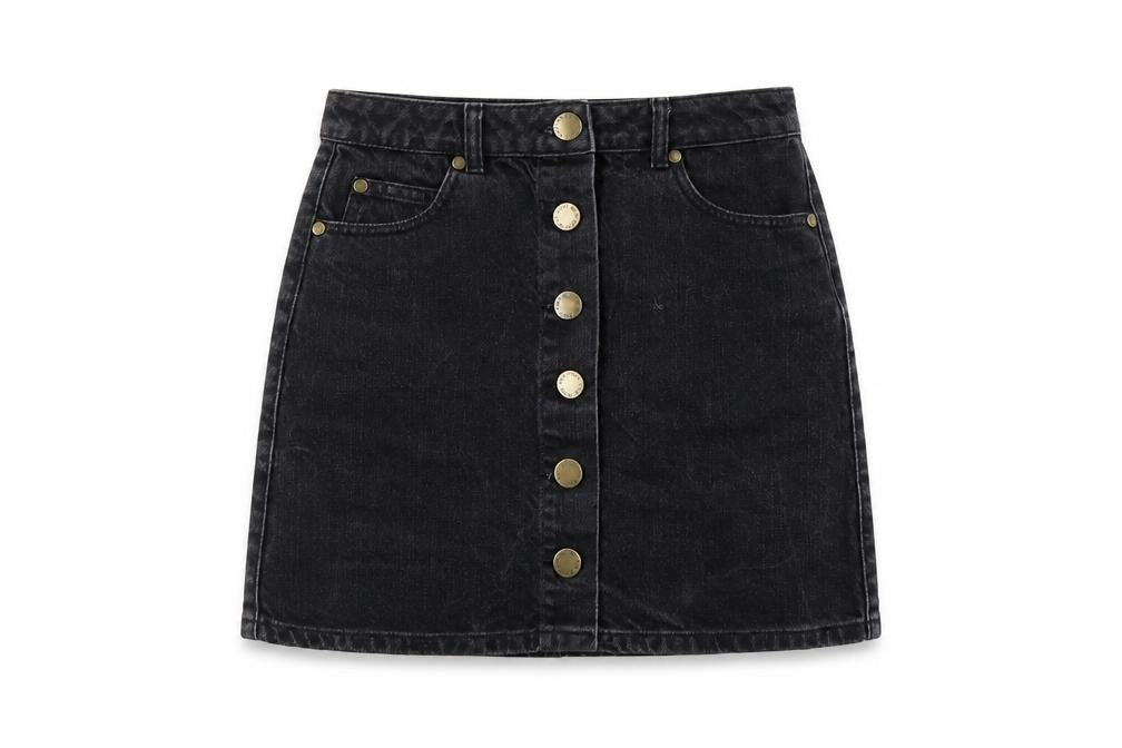 Miss Selfridge Womens Grey Cotton Straight & Pencil Skirt Size 8 Button