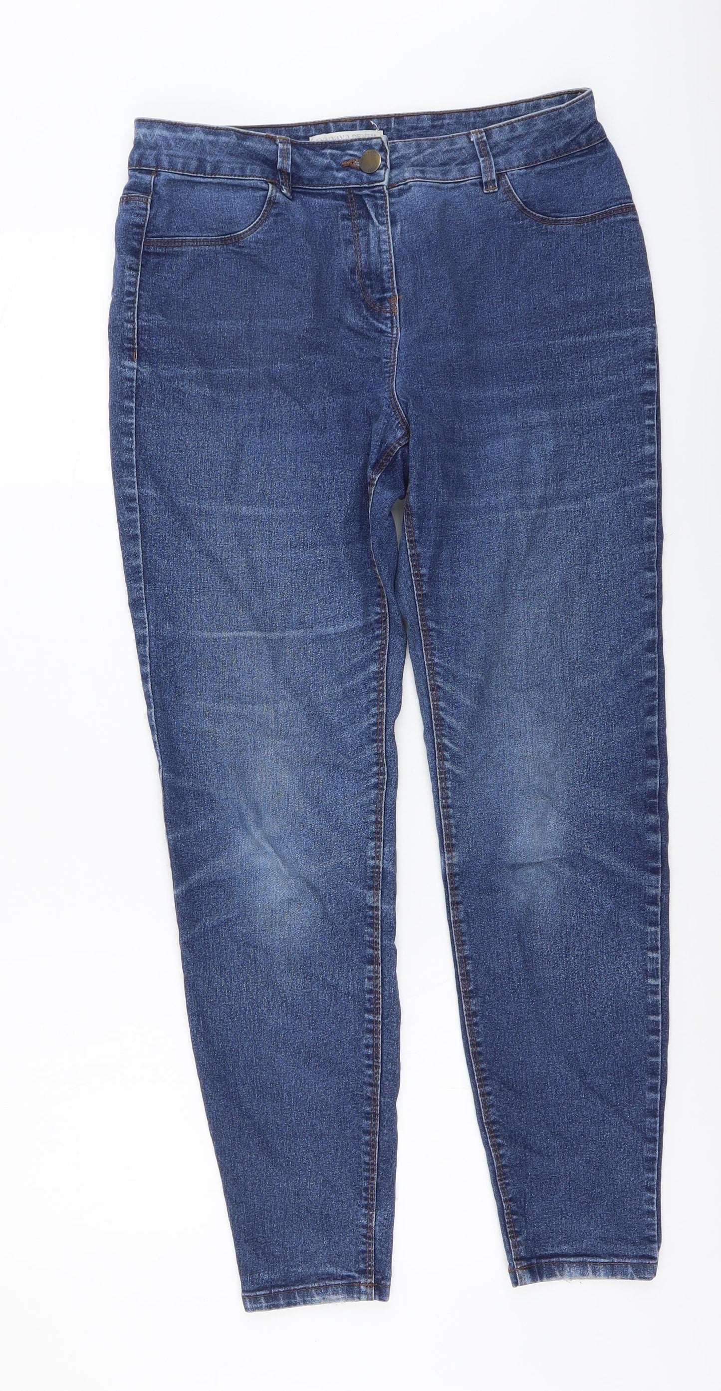 Papaya Womens Blue Cotton Skinny Jeans Size 10 L27 in Regular Button