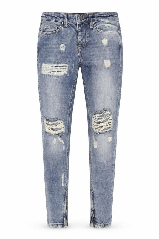 Criminal Damage Mens Blue Cotton Skinny Jeans Size 28 in L33 in Regular Button
