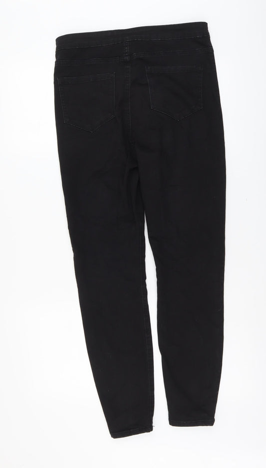 Denim & Co. Womens Black Cotton Skinny Jeans Size 14 L28 in Regular Button