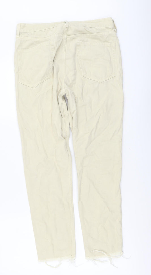 Loom Womens Beige Cotton Straight Jeans Size 30 in L32 in Regular Button