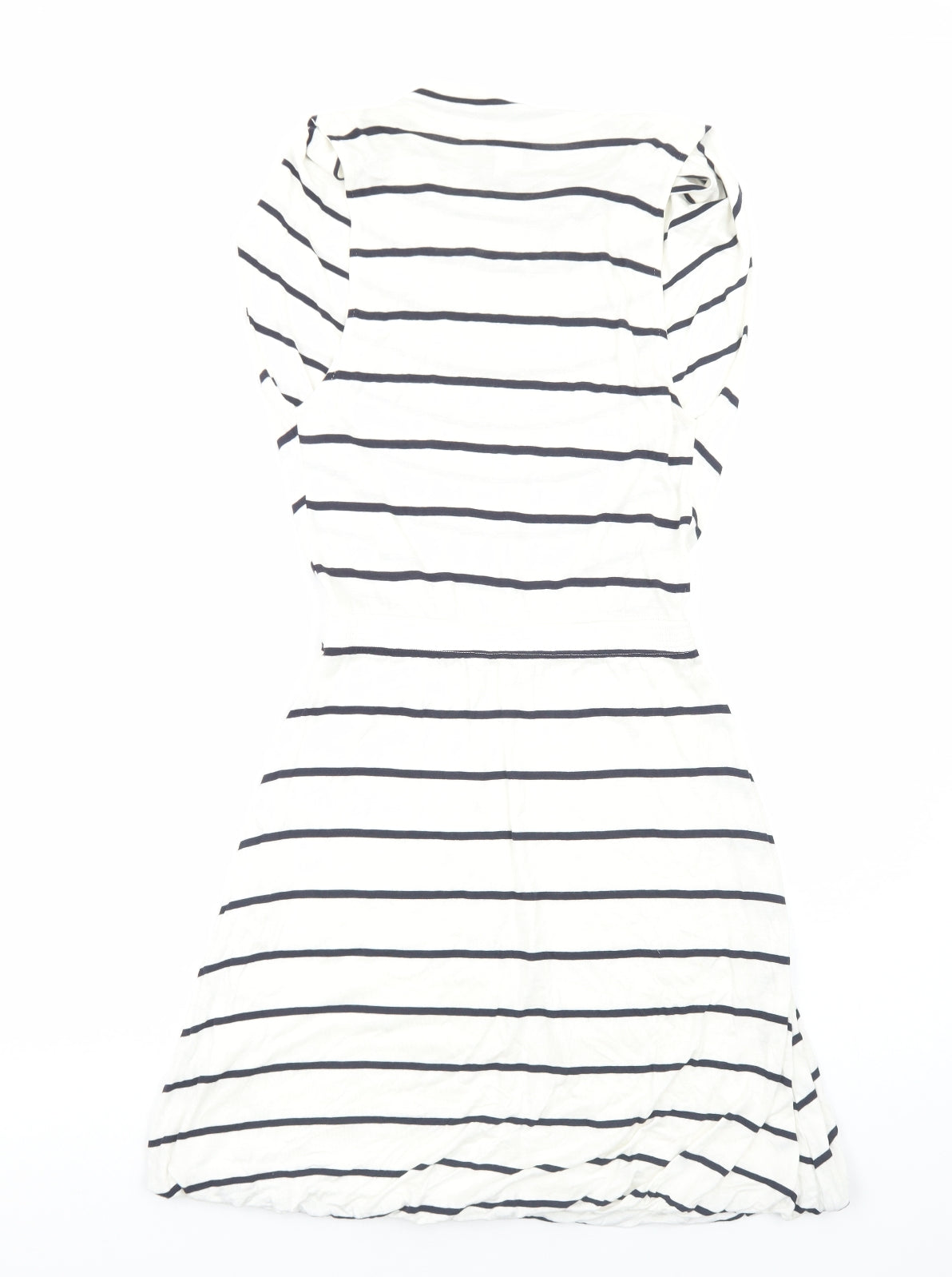 H&M Womens White Striped Viscose Fit & Flare Size 8 Cowl Neck Pullover