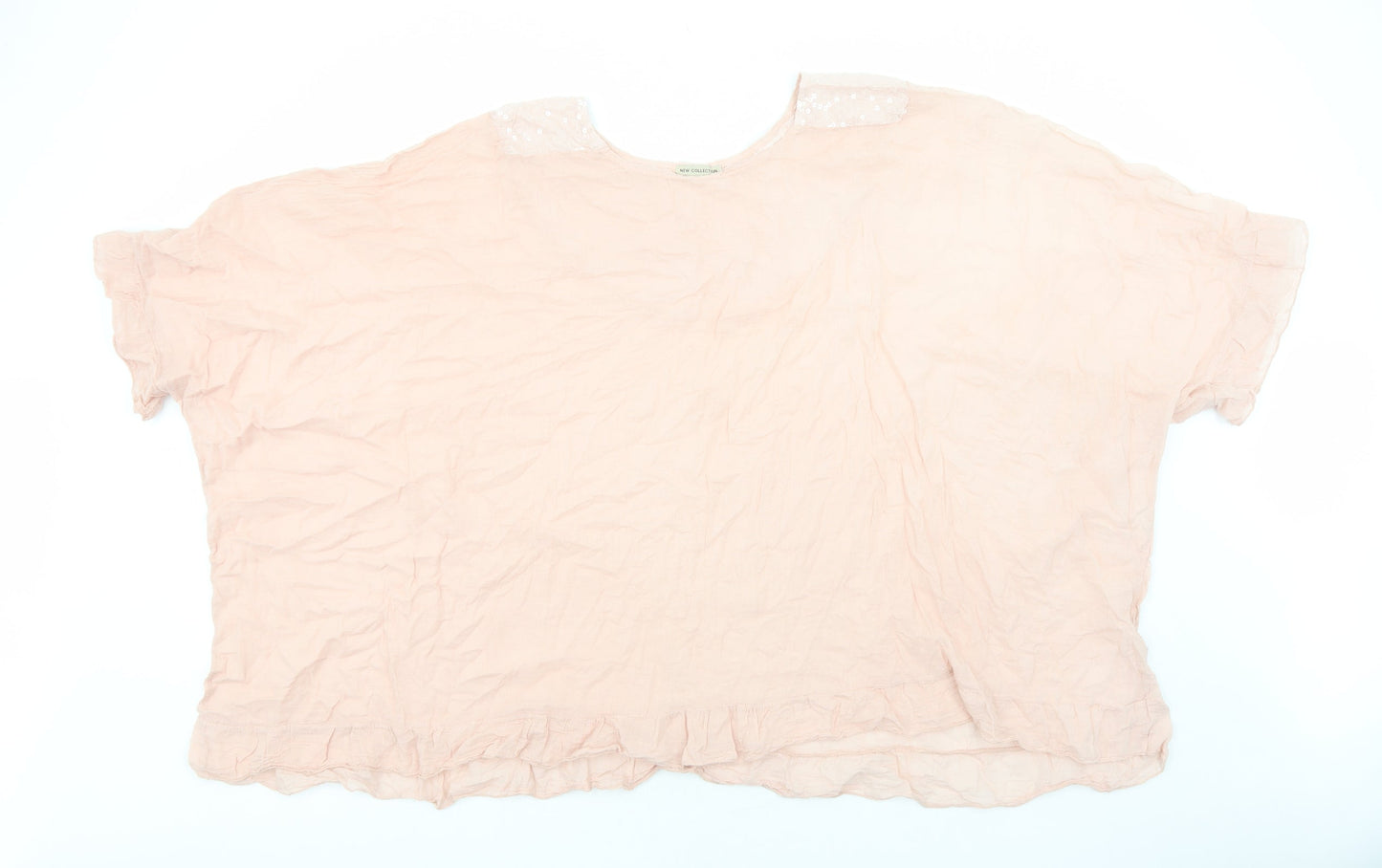 New Collection Womens Pink Cotton Tunic Blouse Size L Scoop Neck