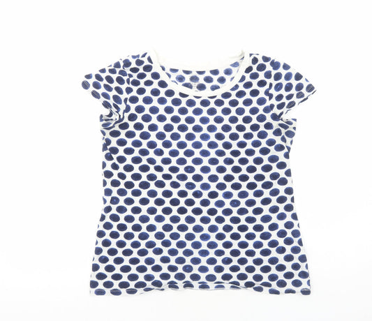 Gap Womens Blue Geometric Cotton Basic T-Shirt Size XS Scoop Neck