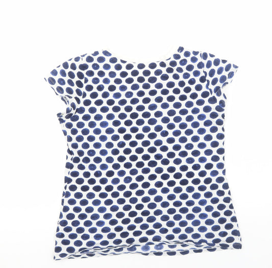 Gap Womens Blue Geometric Cotton Basic T-Shirt Size XS Scoop Neck