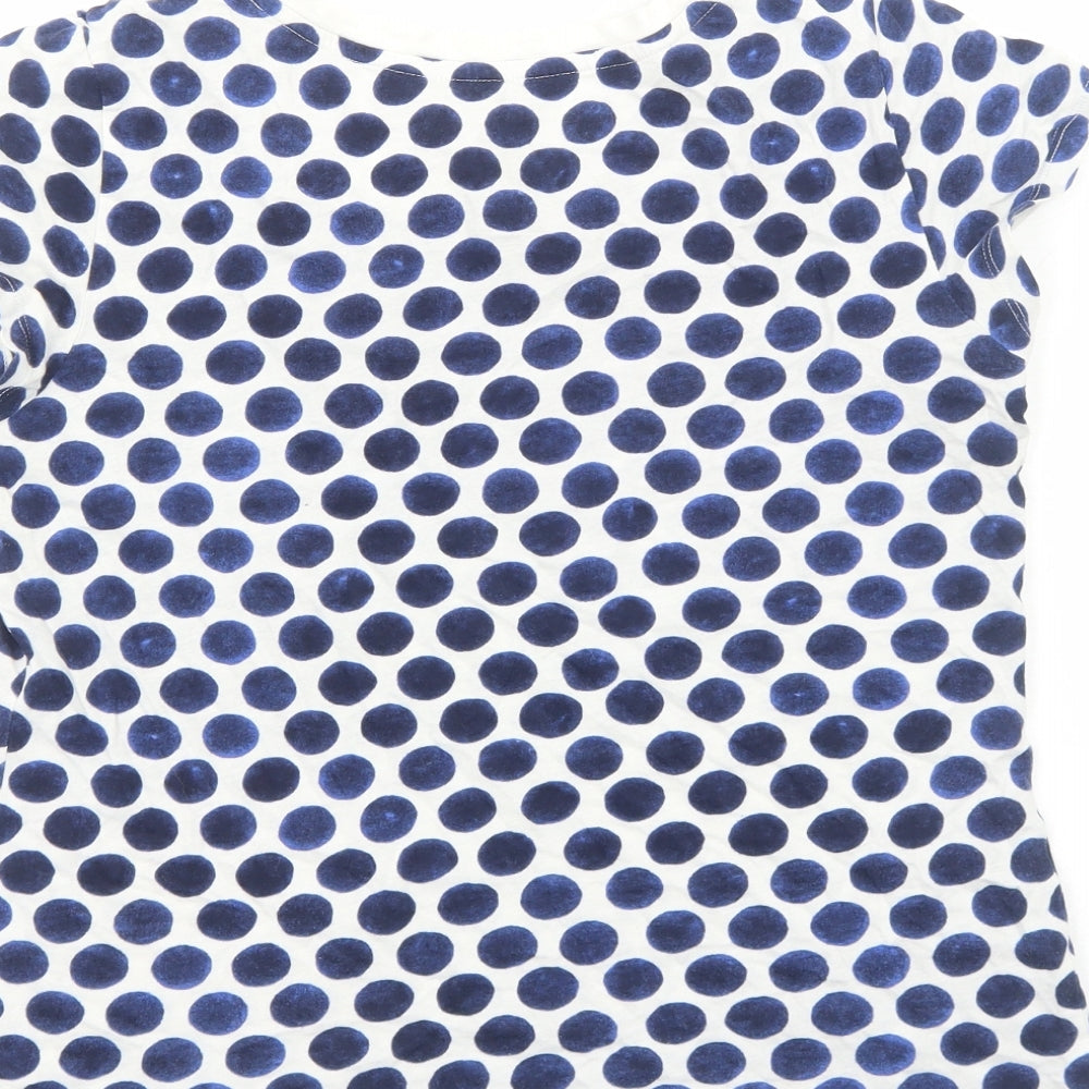 Gap Womens Blue Geometric Cotton Basic T-Shirt Size XS Scoop Neck