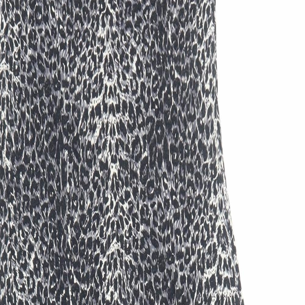 Oasis Womens Grey Animal Print Viscose Bodycon Size S Scoop Neck Pullover - Leopard print