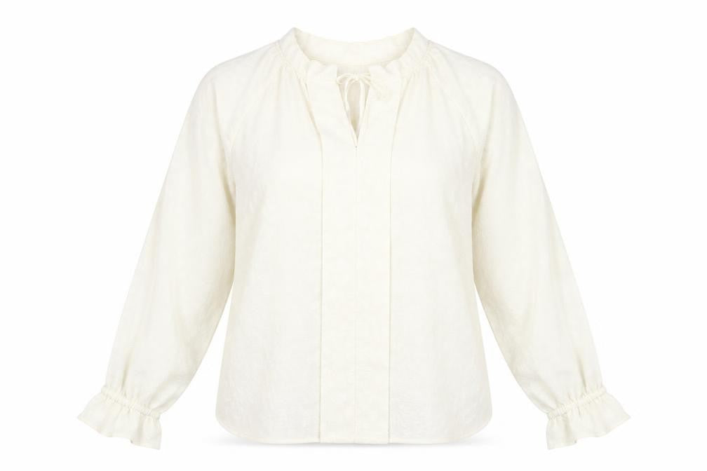 Marks and Spencer Womens Ivory Animal Print Polyester Basic Blouse Size 16 Scoop Neck - Leopard Print Tie Neck