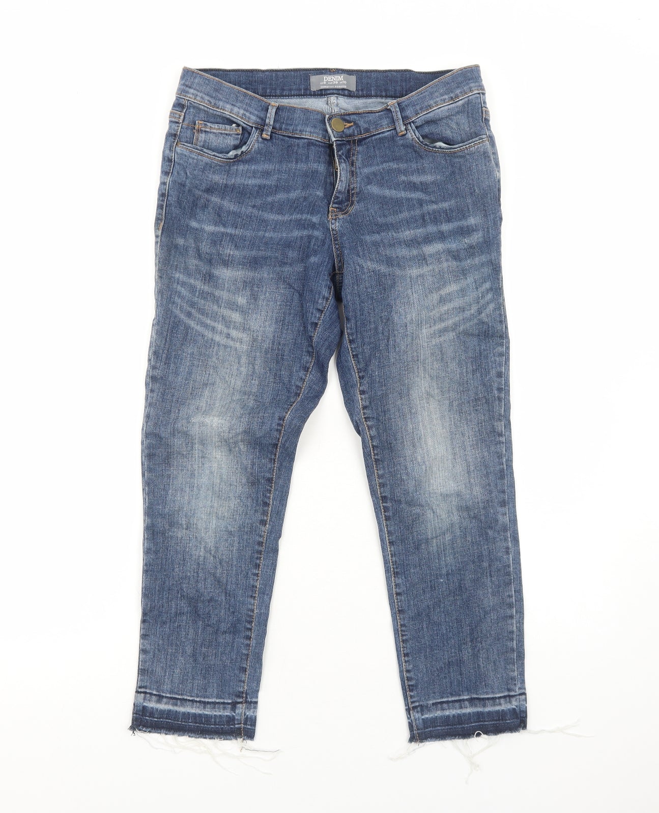 Dorothy Perkins Womens Blue Cotton Straight Jeans Size 10 Regular Zip