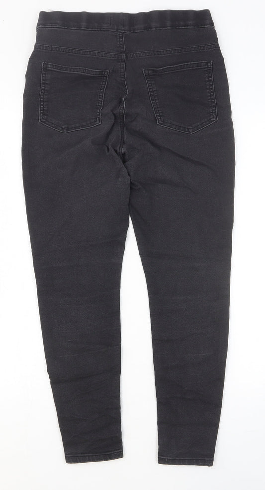 Marks and Spencer Womens Black Cotton Skinny Jeans Size 12 Slim Button
