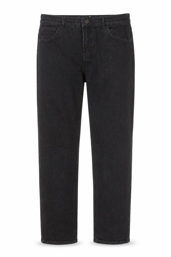 Preworn Mens Black Cotton Straight Jeans Size 30 in Regular Button