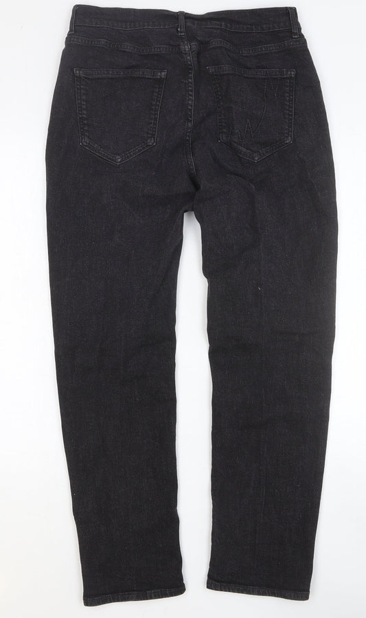 Preworn Mens Black Cotton Straight Jeans Size 30 in Regular Button