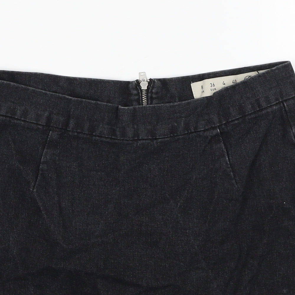 Denim & Co. Womens Black Cotton Straight & Pencil Skirt Size 8 Zip