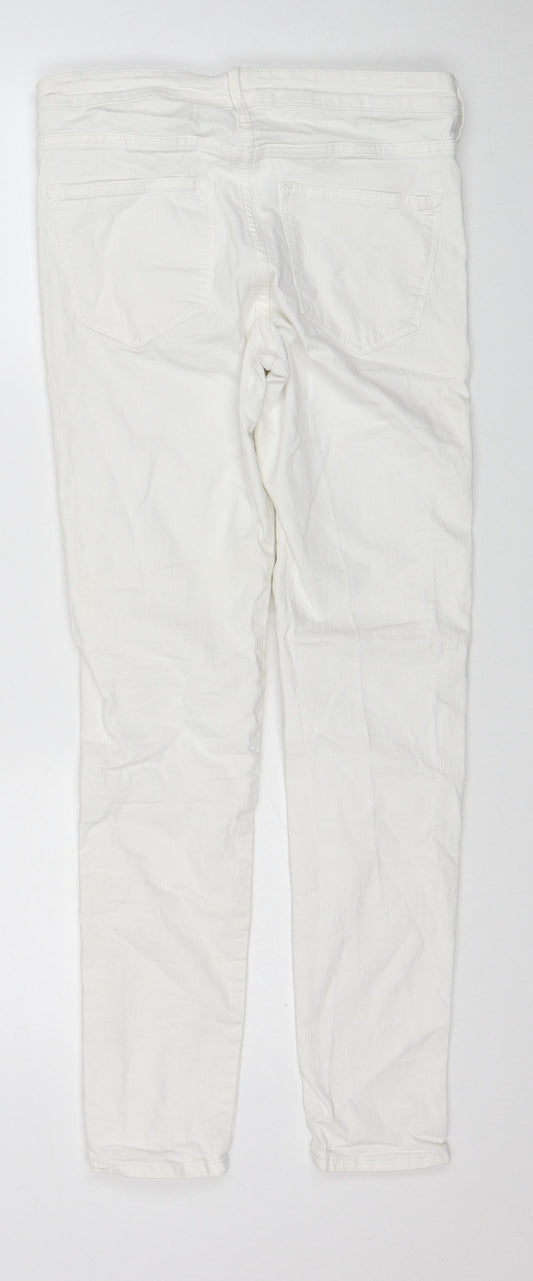 H&M Womens White Cotton Skinny Jeans Size 28 Regular Zip