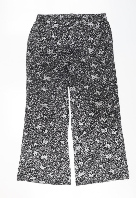 Preworn Womens Black Geometric Viscose Trousers Size 29 Regular - Butterfly