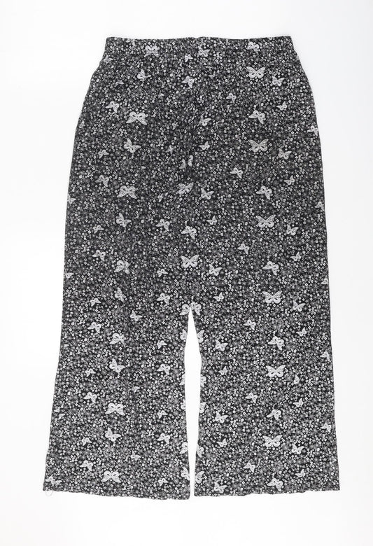 Preworn Womens Black Geometric Viscose Trousers Size 29 Regular - Butterfly
