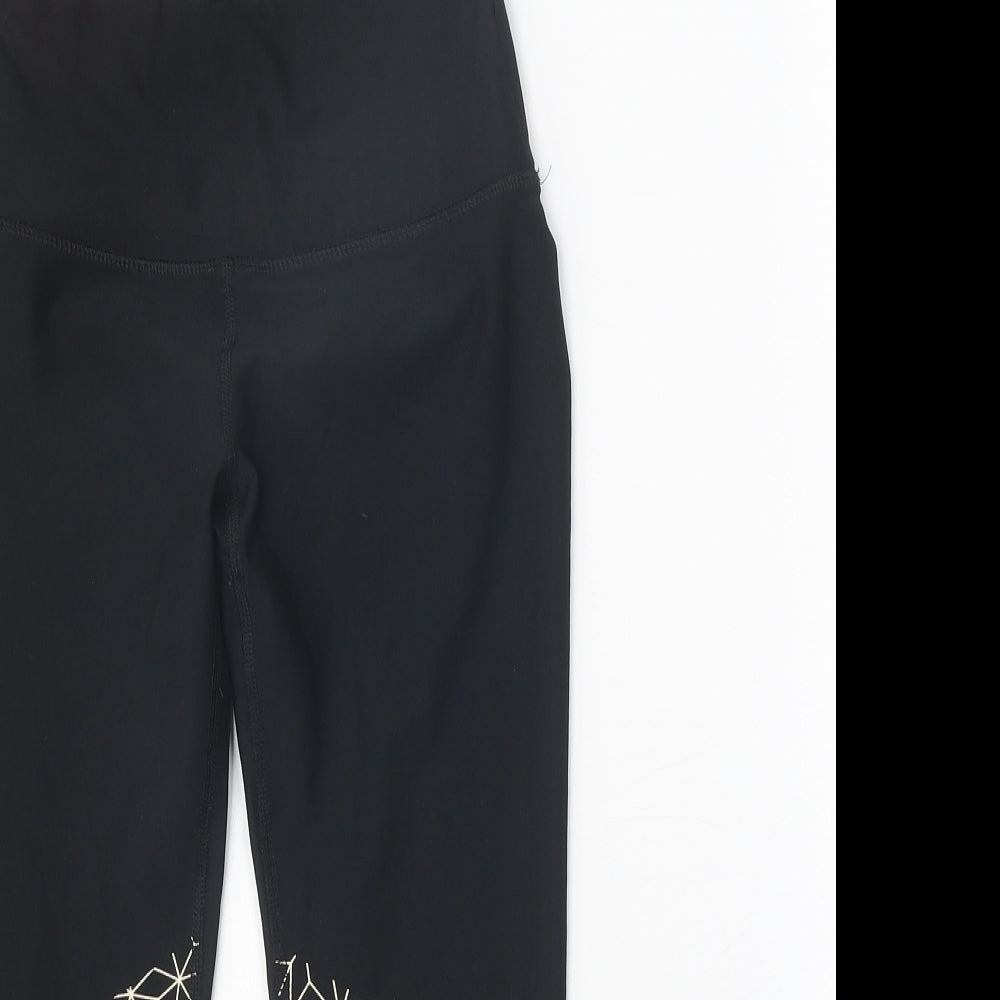 RBX Womens Black Geometric Polyester Cropped Leggings Size XS Regular Pullover