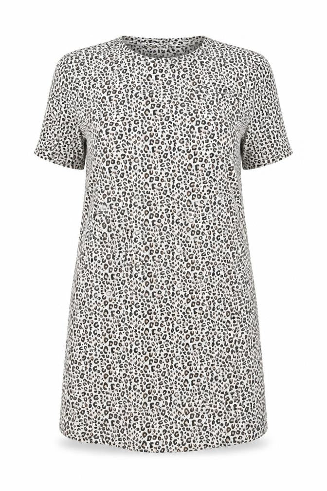 Marks and Spencer Womens Beige Animal Print Viscose Shift Size 10 Round Neck Pullover - Leopard print