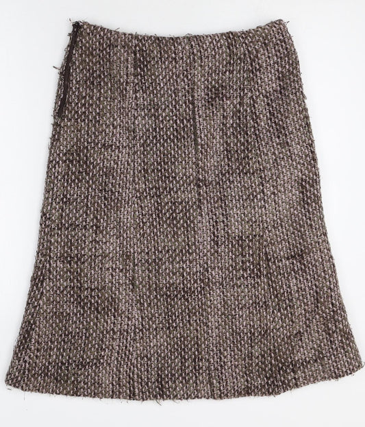PORTAFINA Womens Brown Geometric Acrylic Swing Skirt Size 12 Zip